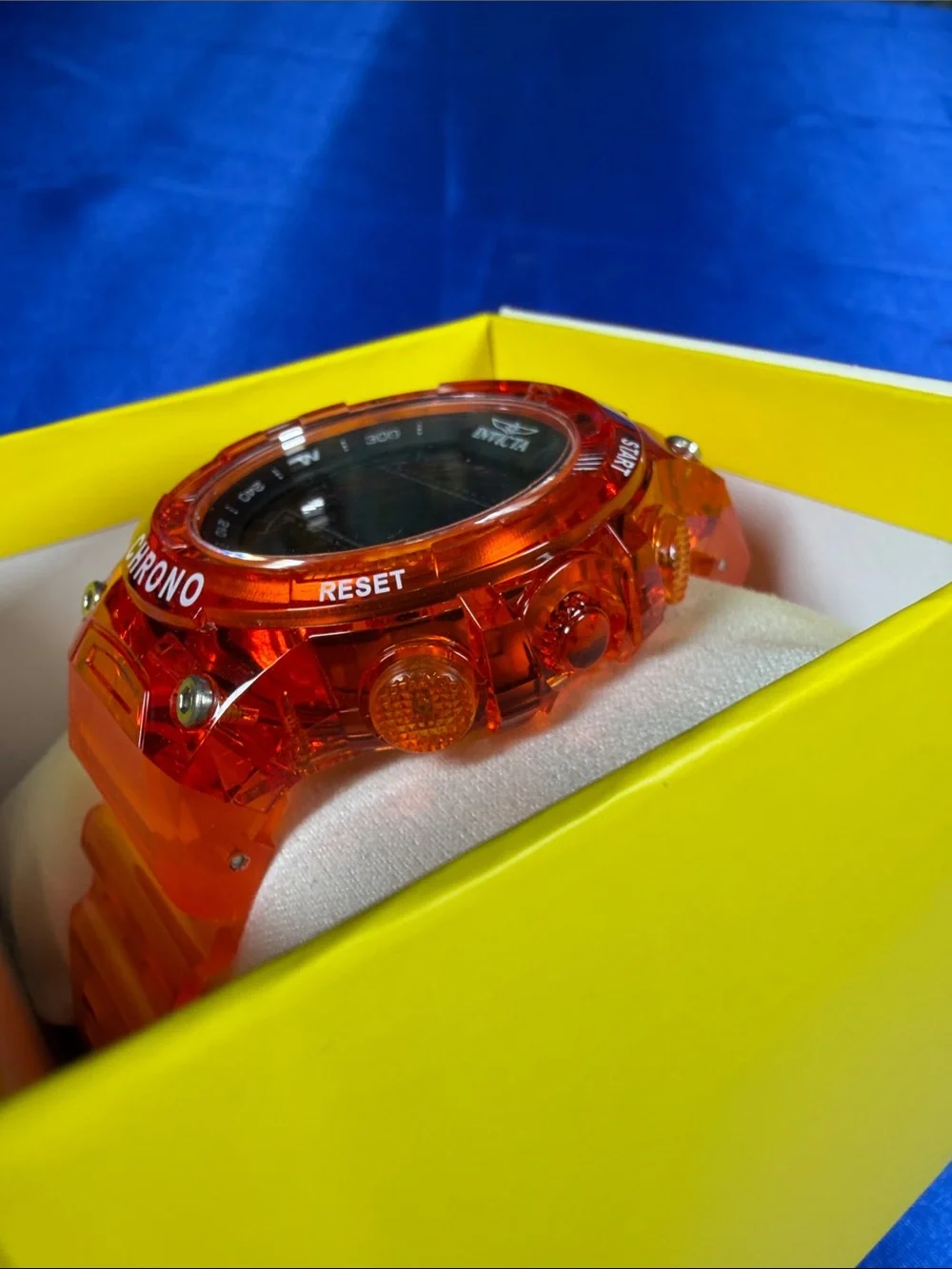 Invicta Orange Digital Chronograph Water-Resist Sport Watch